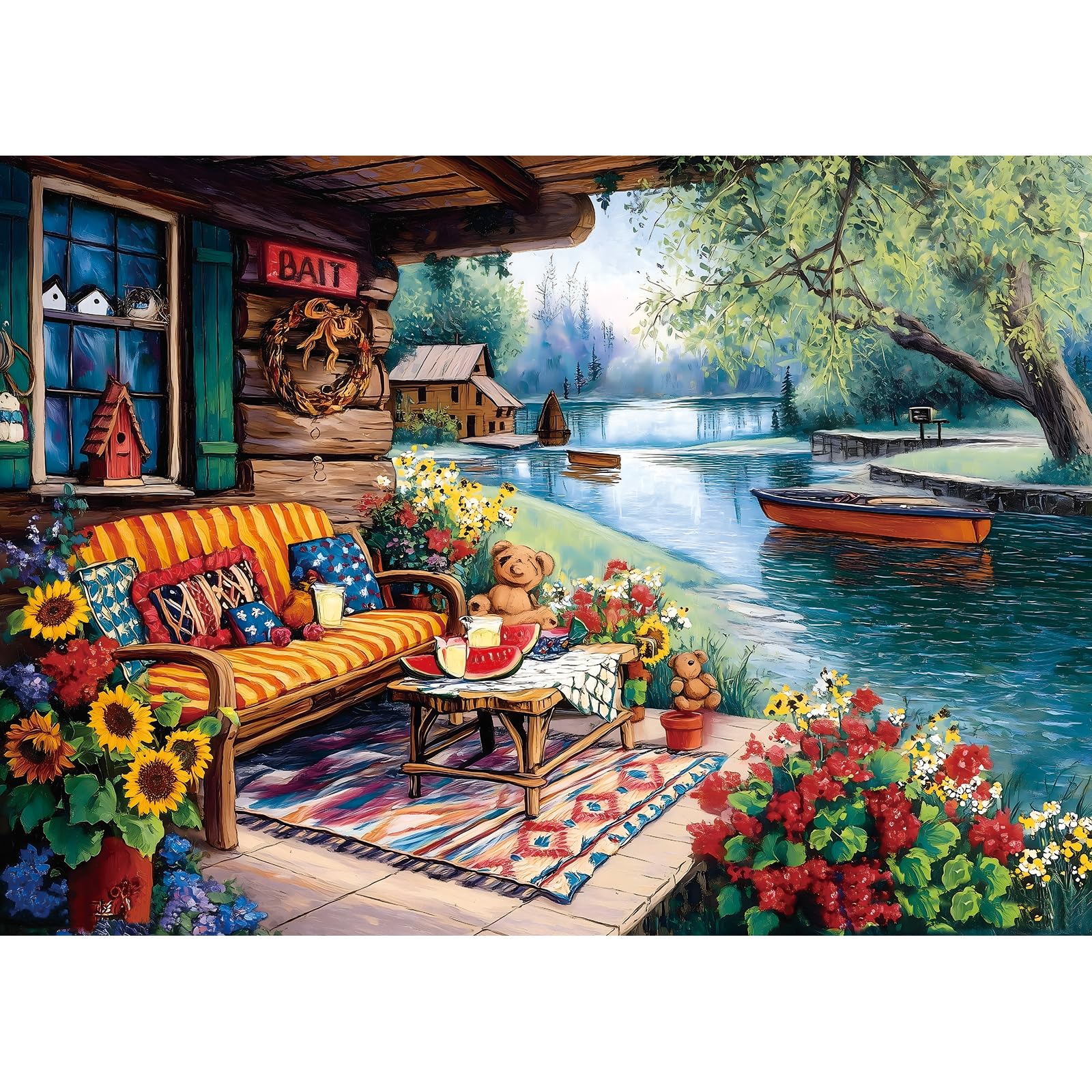 Christmas 500 Piece Jigsaw Puzzles for Adults Holiday Scene Puzzle with Letters on Back Festive Tree Stockings Fireplace Scene Fun Family Puzzles Gift for Adults Seniors(20" x 20")
